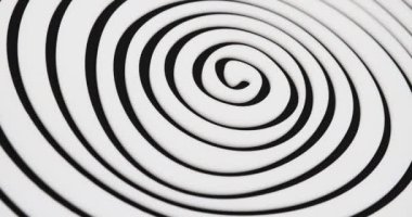 Siyah zemin üzerine döküm akrilik yapım sonsuz hipnotik düzensiz beyaz spiral