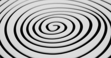 Siyah zemin üzerine döküm akrilik yapım sonsuz hipnotik düzensiz beyaz spiral