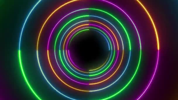 Cerchi Vibranti Trasformano Trasformano Tunnel Ipnotizzante Guarda Come Cerchi Espandono — Video Stock