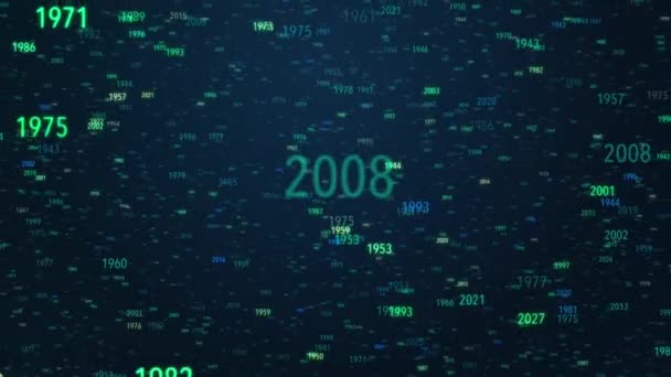 Números Verdes Azules Que Representan Años Flotan Suavemente Transición Creando — Vídeo de stock