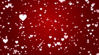 Beyaz kalpler, canlı kırmızı bir arkaplanda tuhaf bir şekilde çırpınırken. Bu büyüleyici video, tahmin edilemeyen hareketin büyüleyici dansında kalplerin kaleydoskopunu gösteriyor..