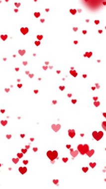 Kırmızı kalpler beyaz bir arkaplanda kaotik bir şekilde süzülüyor. Bu büyüleyici video, kırmızı kalpler uçarken öngörülemeyen hareketlerin dinamik dansını sergiliyor ve büyüleyici bir görsel ekran oluşturuyor..