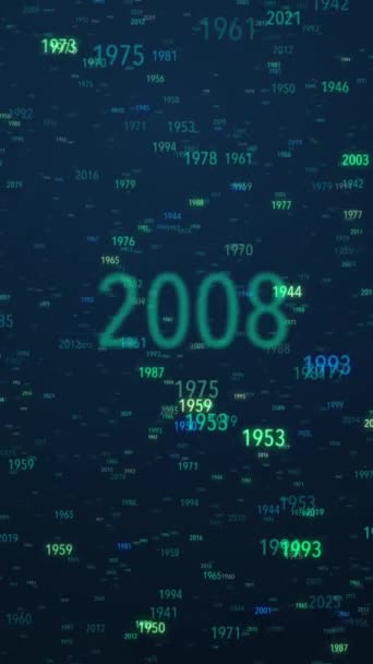 Zielone Niebieskie Liczby Reprezentujące Lata Delikatnie Unoszą Się Przechodzą Tworząc — Wideo stockowe