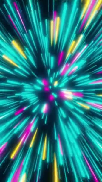 Canlı Neon Işınları Kamerada Uçuşuyor Neon Işıklarının Akışı Zarif Bir — Stok video