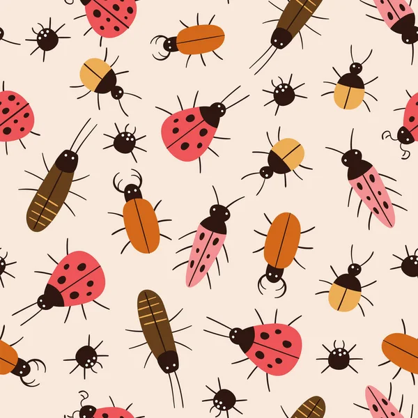 Pequeños Insectos Patrón Sin Costuras Lindos Insectos Pequeños Repiten Patrón Ilustración De Stock