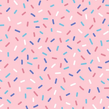 Pembe arka planda mükemmel serpiştirilmiş. Tatlı vektör çizimi, parti dekorasyonu ve şekerci dükkanı için mükemmel..