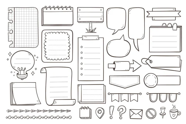 Elementos Doodle Para Planificadores Notas Dibujadas Mano Bordes Decorativos Speechbubbles Ilustración De Stock