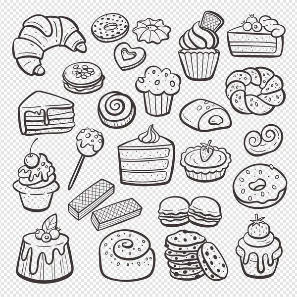 Postres Aislados Sobre Fondo Blanco Cupcakes Dulces Helados Pasteles Ilustración Ilustración De Stock