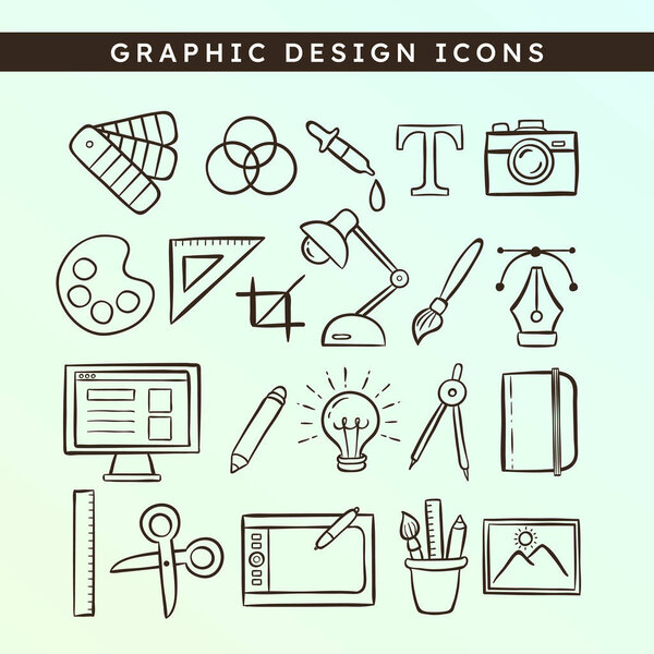 Lindo Diseño Gráfico Dibujado Mano Doodle Iconos Perfecto Para Diseños — Vector de stock