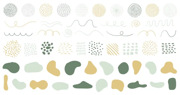 Handgezeichnete Organische Formen Punkte Linien Vektor Set Von Minimalen Doodle — Stockvektor