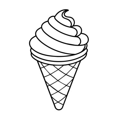 Boyama kitabı için dondurma külahı vektör çizimi. El çizimi izole edilmiş taslak
