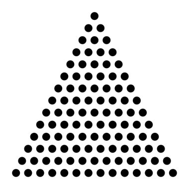 Yarım ton noktalı üçgen tasarım elementi. İzole edilmiş vektör mozaik üçgen ok şekli dokusu