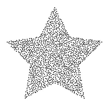 Noktalı yıldız şekli. Vektör tanecikli gürültü desenli yıldız işareti tasarım elementi