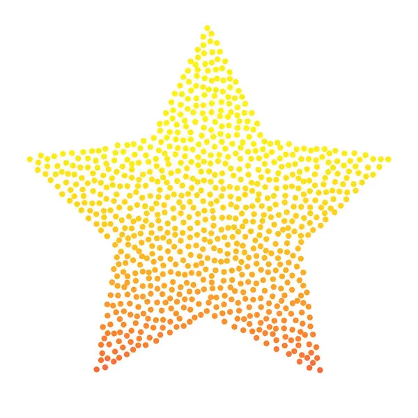 Noktalı sarı benekli yıldız şekli. Vektör tanecikli gürültü desenli yıldız işareti tasarım elementi
