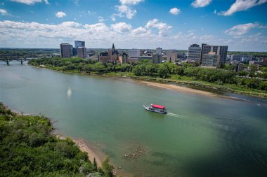 Saskatoon, Saskatchewan, Kanada şehir merkezinin hava manzarası