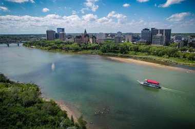 Saskatoon, Saskatchewan, Kanada şehir merkezinin hava manzarası