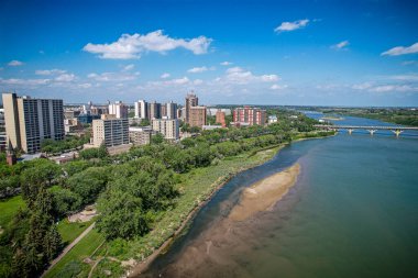 Saskatoon, Saskatchewan, Kanada şehir merkezinin hava manzarası