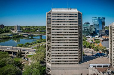 Saskatoon, Saskatchewan, Kanada şehir merkezinin hava manzarası