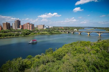Saskatoon, Saskatchewan, Kanada şehir merkezinin hava manzarası