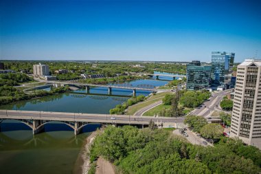 Saskatoon, Saskatchewan, Kanada şehir merkezinin hava manzarası