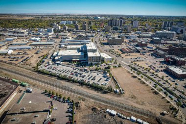 Saskatoon, Saskatchewan, Kanada şehir merkezinin hava manzarası