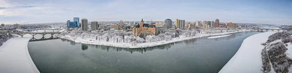 Вид Повітря Місто Саскатун Провінції Саскачеван Канада Взимку — стокове фото