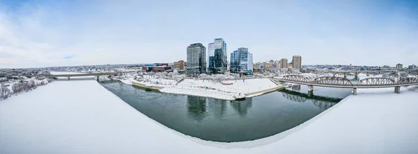 Вид Повітря Місто Саскатун Провінції Саскачеван Канада Взимку — стокове фото
