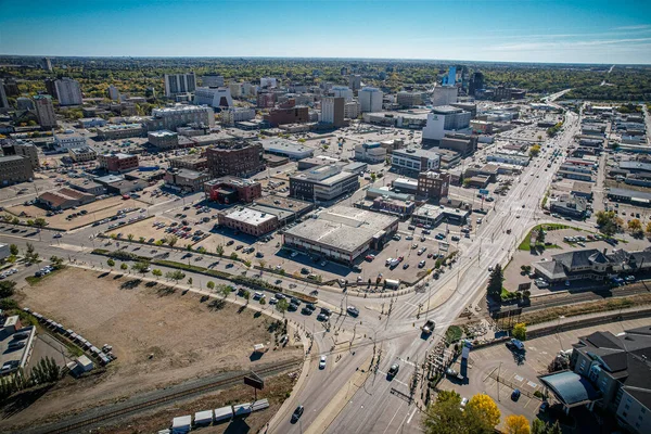Vue Aérienne Quartier Centre Ville Saskatoon Saskatchewan Canada — Photo