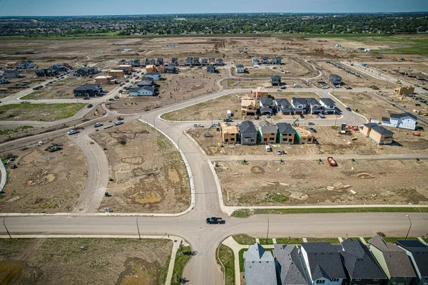 stock image Aerial view of Brighton which is a neighbourhood in Saskatoon, Saskatchewan, and is the first of several communities planned for the Holmwood Suburban Development Area on the east side of the city.