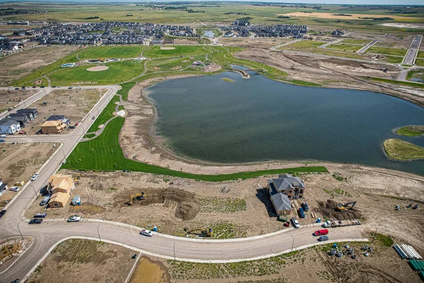 Stock image Aerial view of Brighton which is a neighbourhood in Saskatoon, Saskatchewan, and is the first of several communities planned for the Holmwood Suburban Development Area on the east side of the city.