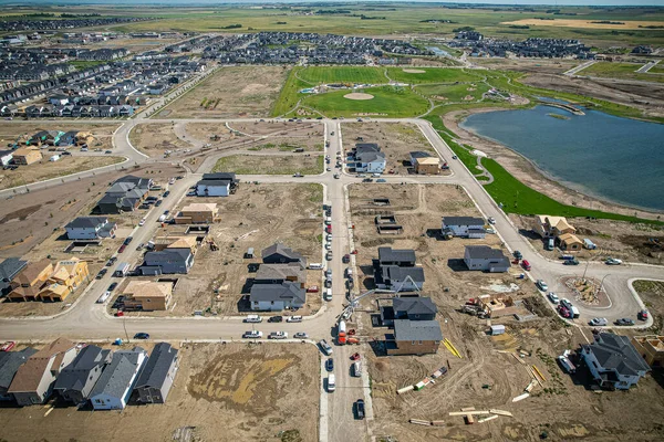 Aerial view of Brighton which is a neighbourhood in Saskatoon, Saskatchewan, and is the first of several communities planned for the Holmwood Suburban Development Area on the east side of the city.