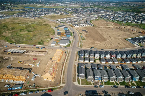 Vista Aérea Rosewood Que Barrio Principalmente Residencial Construcción Sureste Saskatoon —  Fotos de Stock