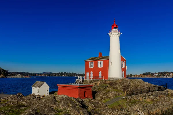 Fisgard Lighthouse National Historic Site Wyspie Fisgard Ujścia Portu Esquimalt — Zdjęcie stockowe