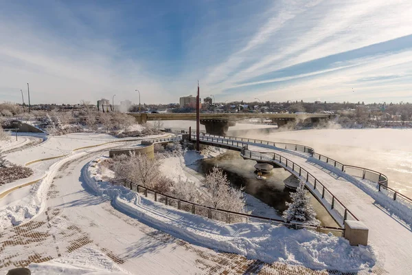 River Landing Nachází Centrální Obchodní Čtvrti Centru Města Saskatoon — Stock fotografie