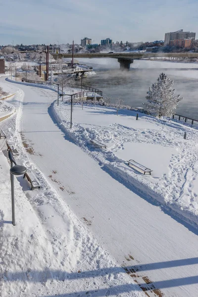 River Landing Está Localizado Bairro Central Business District Downtown Saskatoon — Fotografia de Stock