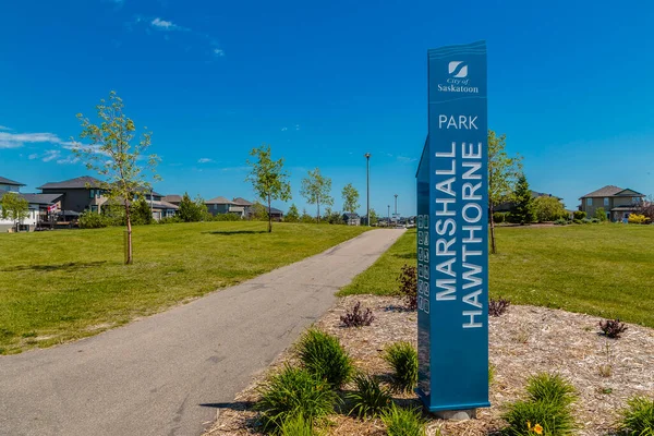 Marshall Hawthorne Park Est Situé Dans Quartier Stonebridge Saskatoon — Photo