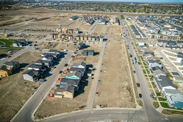 Aerial View Brighton Which Neighbourhood Saskatoon Saskatchewan First Several Communities — Stock Photo, Image