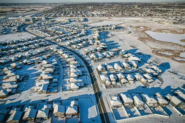 Luchtfoto Van Rosewood Buurt Saskatoon Ter Illustratie Van Een Mozaïek — Stockfoto