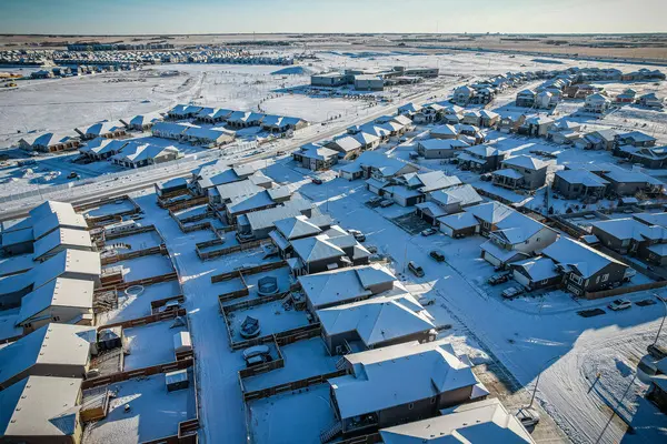 Aerial Snapshot Rosewood Neighborhood Saskatoon Illustrating Mosaic Modern Living Serene — Stock Photo, Image