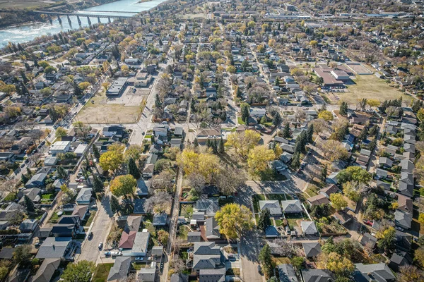 Panoramic Sky View North Park Saskatoon Showcasing Its Distinctive Urban — Stock Photo, Image