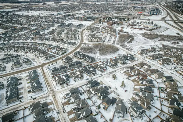 Opvallende Luchtfoto Van Stonebridge Buurt Saskatoon Versmelten Hedendaagse Stedelijke Lay — Stockfoto