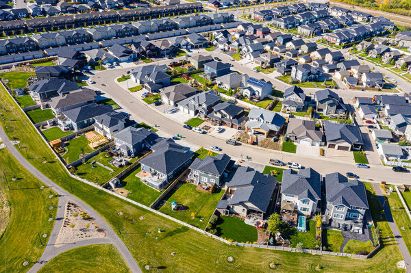 Aerial view of the Meadows neighborhood of Saskatoon. Sept 21,2020