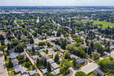 Saskatoon 'un Adelaide mahallesinin havadan görünüşü. 30 Temmuz 2020