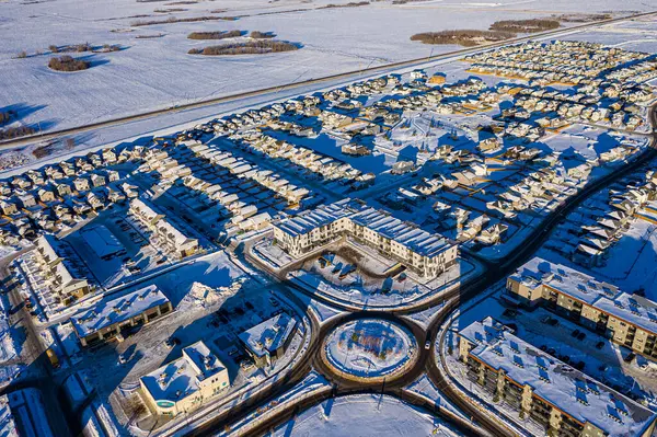 Descubra Kensington Saskatoon Partir Uma Visão Panorâmica Esta Imagem Drone — Fotografia de Stock