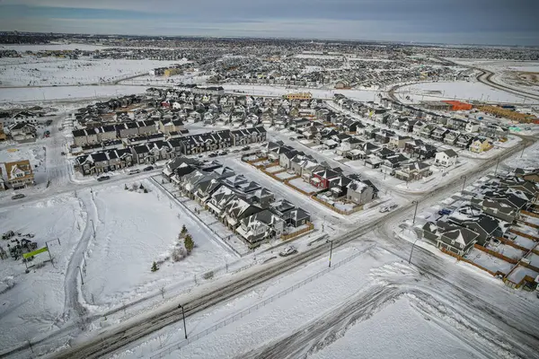 Drone Shot Willowgrove Saskatoon Highlighting Its Residential Beauty Modern Streets — Stock Photo, Image