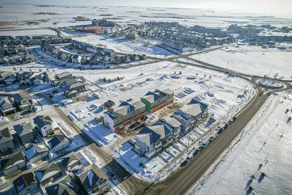 Drone Schot Willowgrove Saskatoon Met Nadruk Residentiële Schoonheid Moderne Straten — Stockfoto