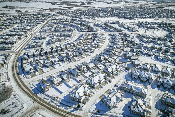 Captivating Drone Image Stonebridge Saskatoon Highlighting Its Harmonious Blend Modern — Stock Photo, Image