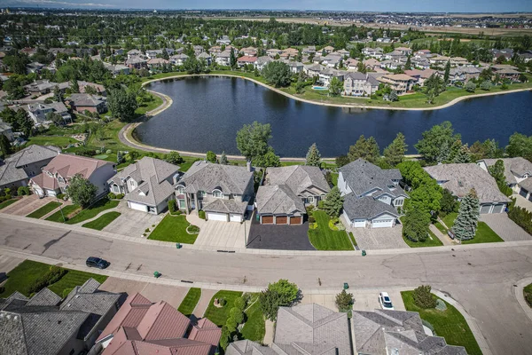 Drone Image Briarwood Saskatoon Showcasing Its Serene Residential Setting Green — Stock Photo, Image