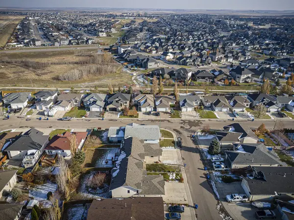 Drone View Silverspring Saskatoon Showcasing Its Scenic Landscape Residential Charm — Stock Photo, Image