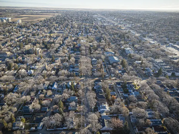 Imagem Drone Mostrando Charme Nutana Saskatoon Com Suas Áreas Residenciais — Fotografia de Stock